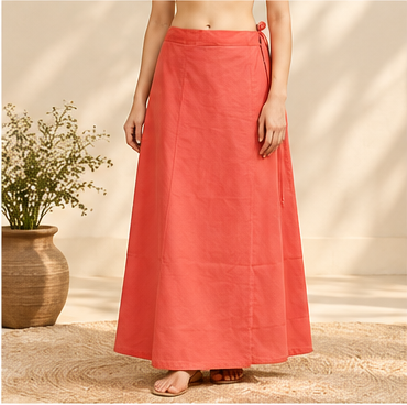 Everyday adjustable saree petticoat in coral