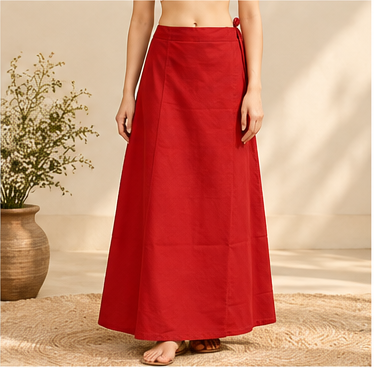 Everyday adjustable saree petticoat in red